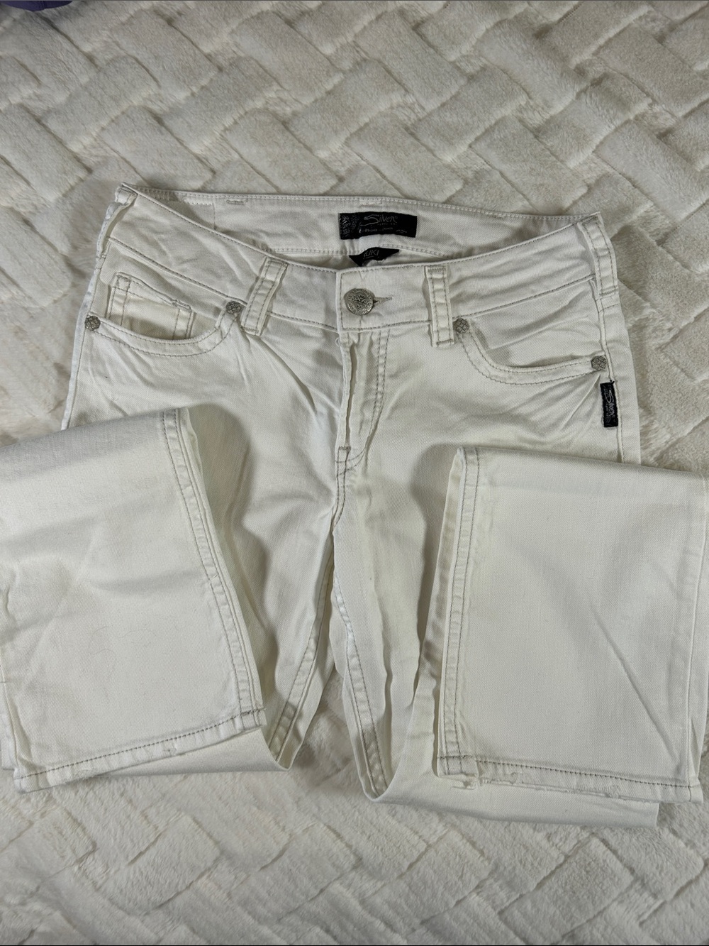 Silver Suki Jeans White Straight Leg Jeans for Women size 30/31